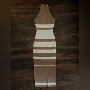 HERE collection brown and white sleeveless dress SIZE MD